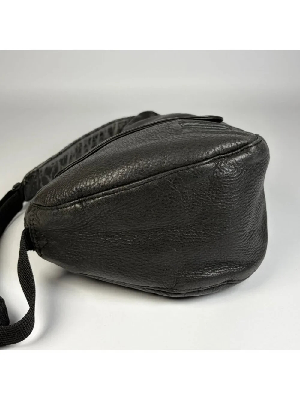 LL Bean Ameribag Black Leather Healthy Back Sling Backpack Crossbody Travel VTG